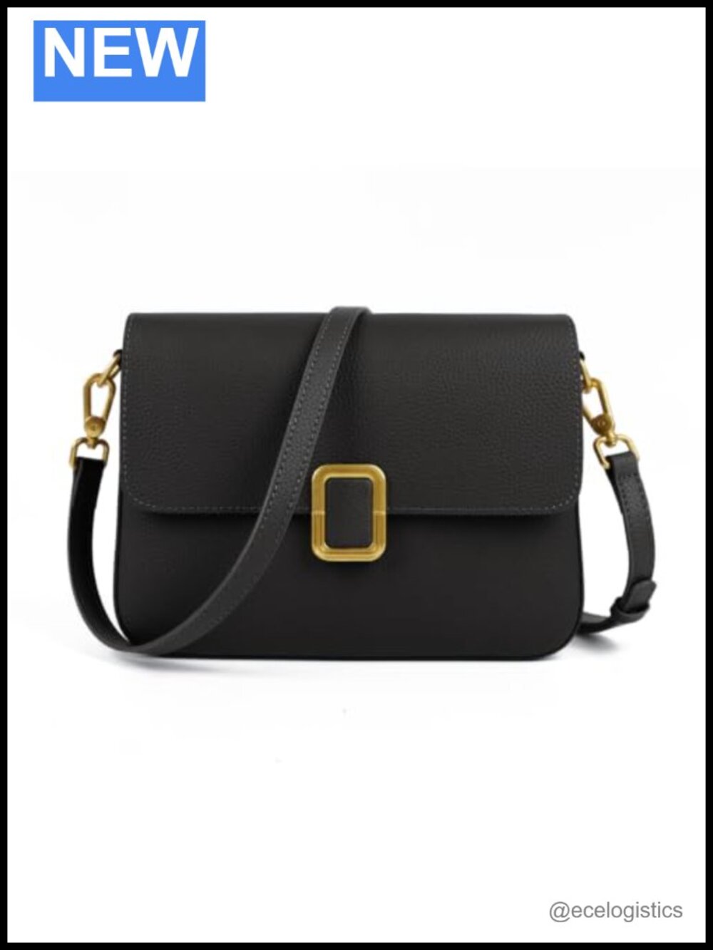Genuine Leather Crossbody Bag with Flap, 2 Straps, Zipper Pockets